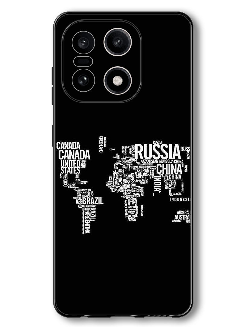 Theodor Case Compatible with OnePlus 15 6.78 Inch Protection Shockproof Bumper Cover Written World Map - Image 1